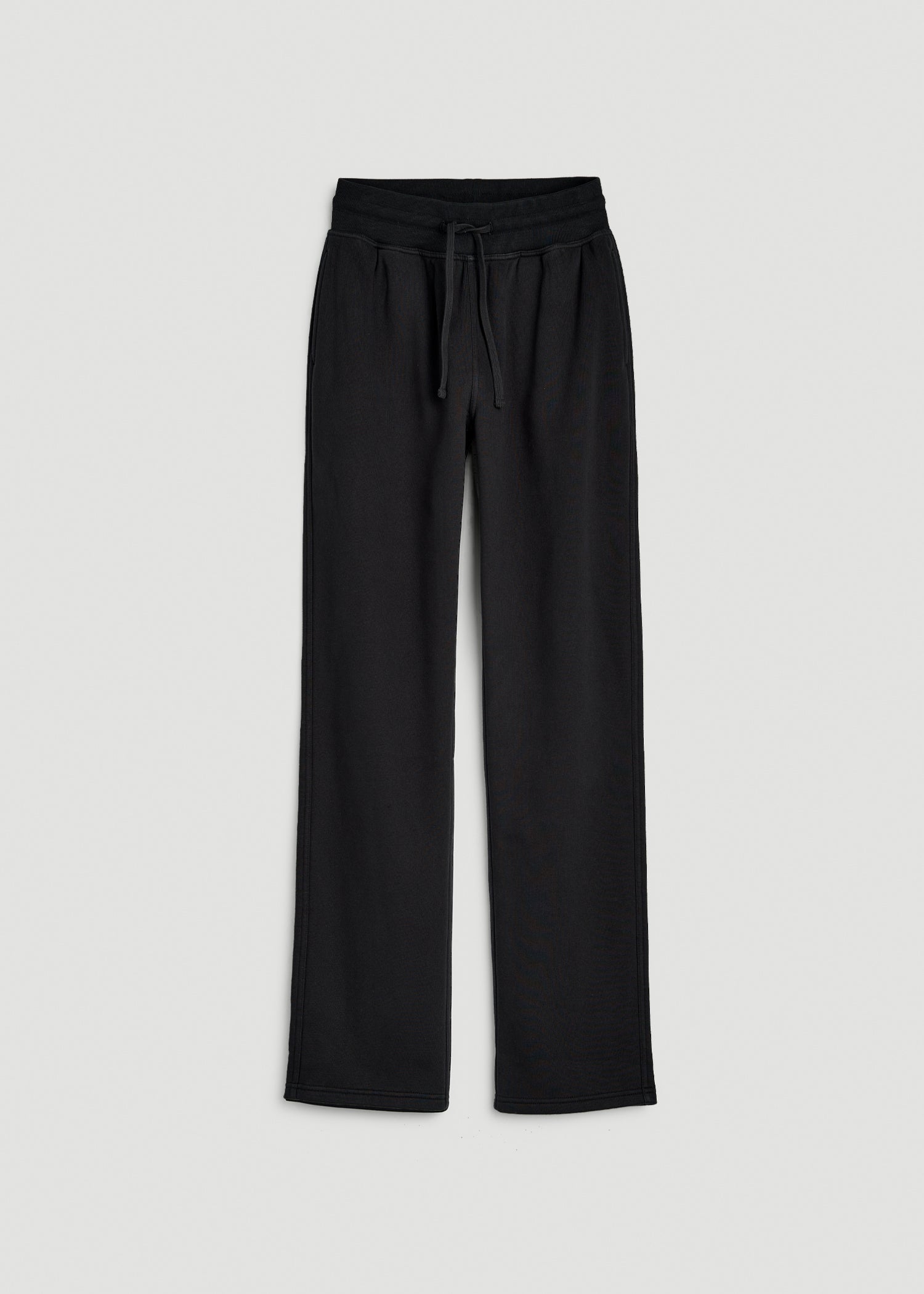 Everyday Straight Leg Open Bottom Fleece Pants for Tall Women in Black