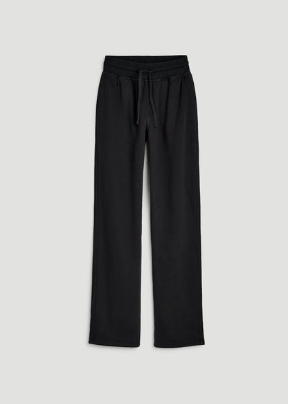 Everyday Straight Leg Open Bottom Fleece Pants for Tall Women in Black