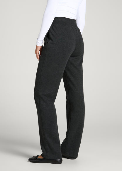 Everyday Straight Leg Open Bottom Fleece Pants for Tall Women in Charcoal Mix