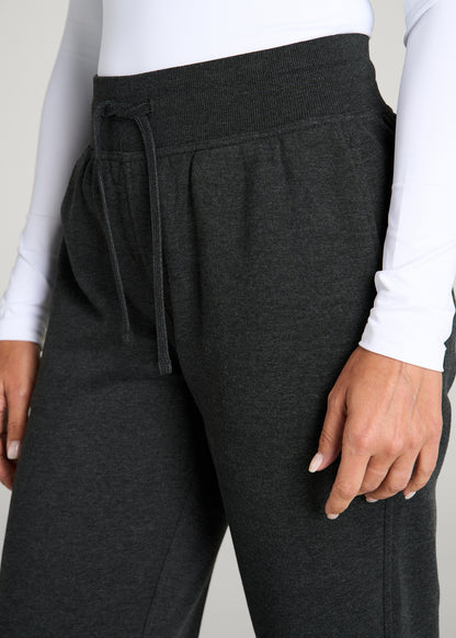 Everyday Straight Leg Open Bottom Fleece Pants for Tall Women in Charcoal Mix