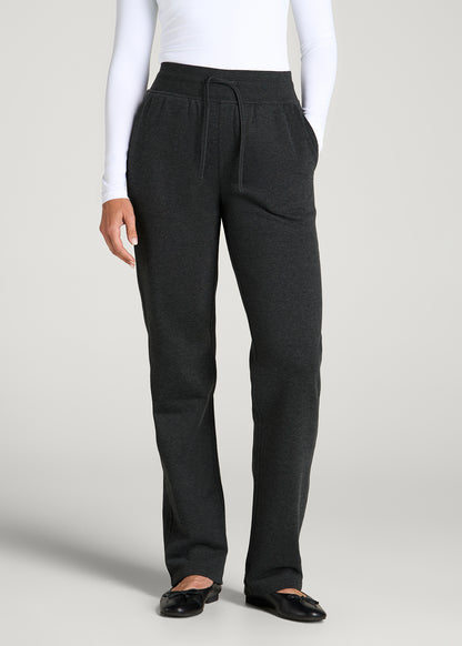 Everyday Straight Leg Open Bottom Fleece Pants for Tall Women in Charcoal Mix