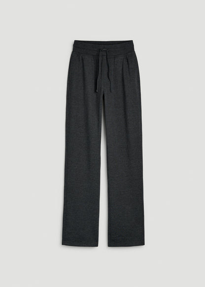 Everyday Straight Leg Open Bottom Fleece Pants for Tall Women in Charcoal Mix