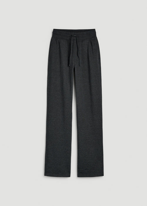 Everyday Straight Leg Open Bottom Fleece Pants for Tall Women in Charcoal Mix