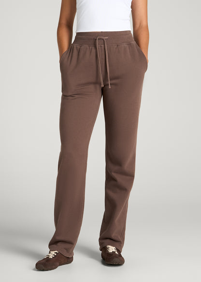 Everyday Straight Leg Open Bottom Fleece Pant for Tall Women in Coffee Quartz