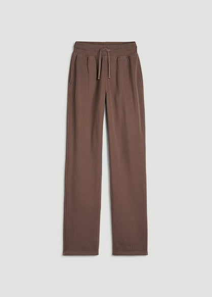 Everyday Straight Leg Open Bottom Fleece Pant for Tall Women in Coffee Quartz