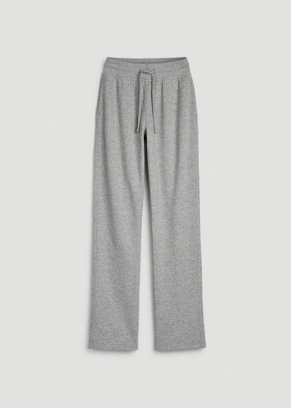 Everyday Straight Leg Open Bottom Fleece Pant for Tall Women in Grey Mix