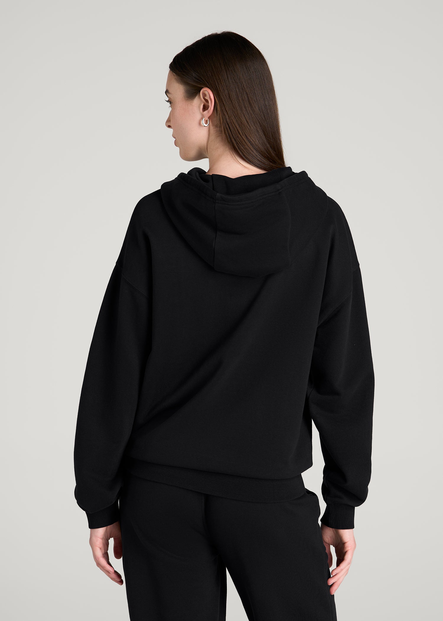 Everyday French Terry Hoodie for Tall Women in Black