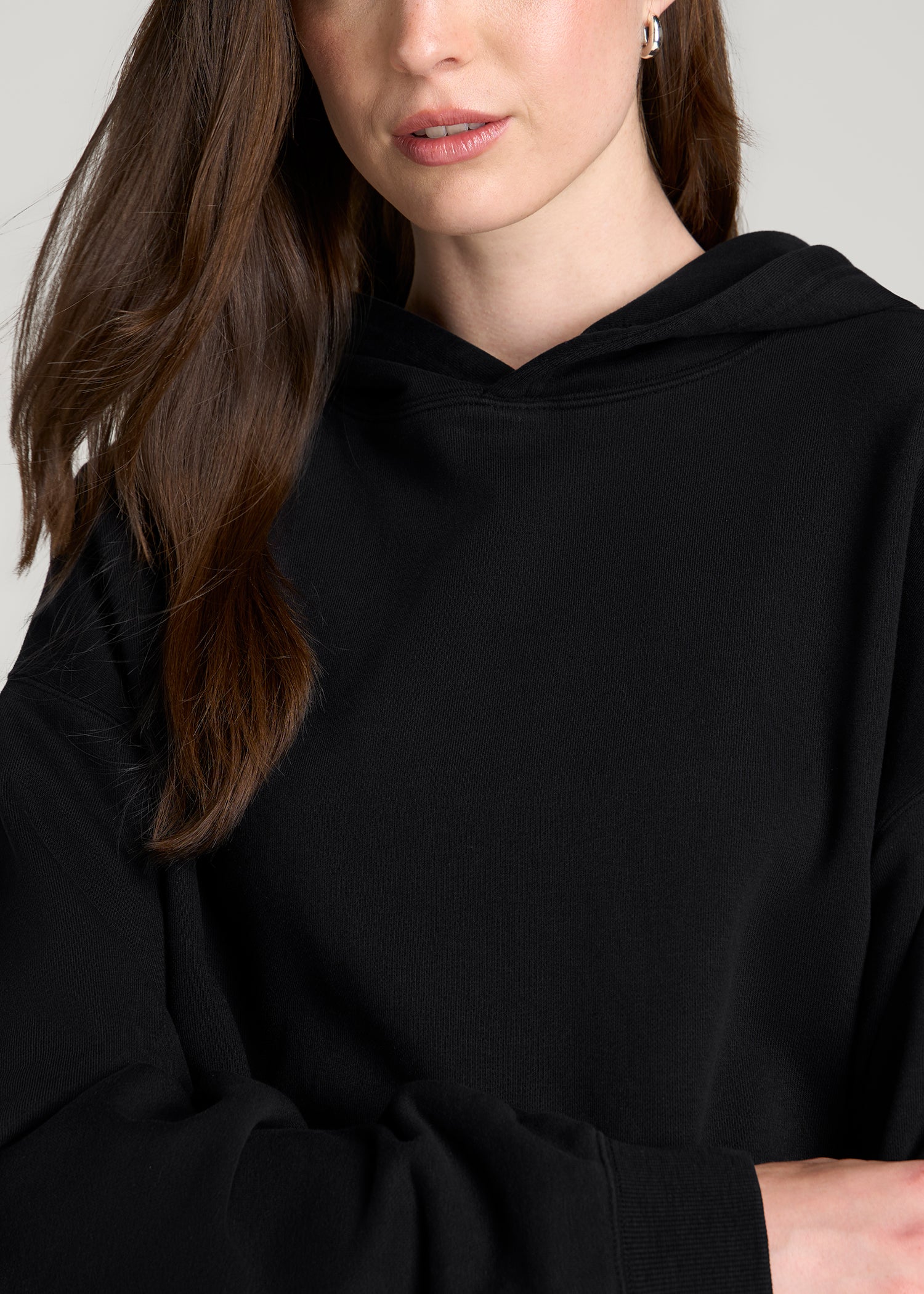 Everyday French Terry Hoodie for Tall Women in Black