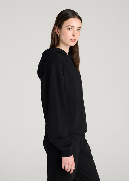 Everyday French Terry Hoodie for Tall Women in Black
