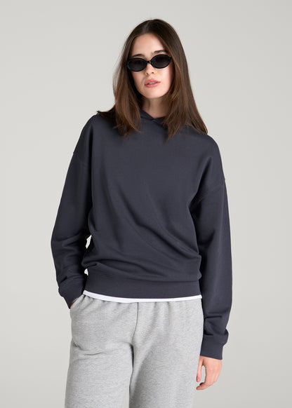 Everyday French Terry Hoodie for Tall Women in Charcoal Rinse