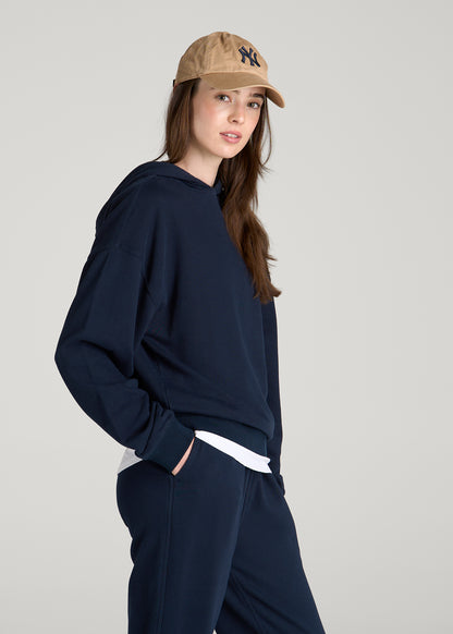 Everyday French Terry Hoodie for Tall Women in Royal Navy