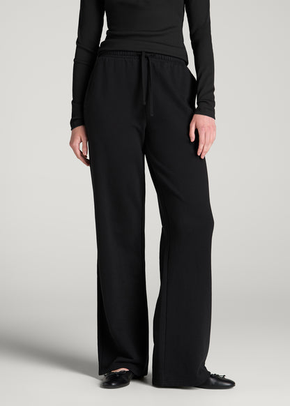Everyday French Terry Mid Rise Wide Leg Pants for Tall Women in Black