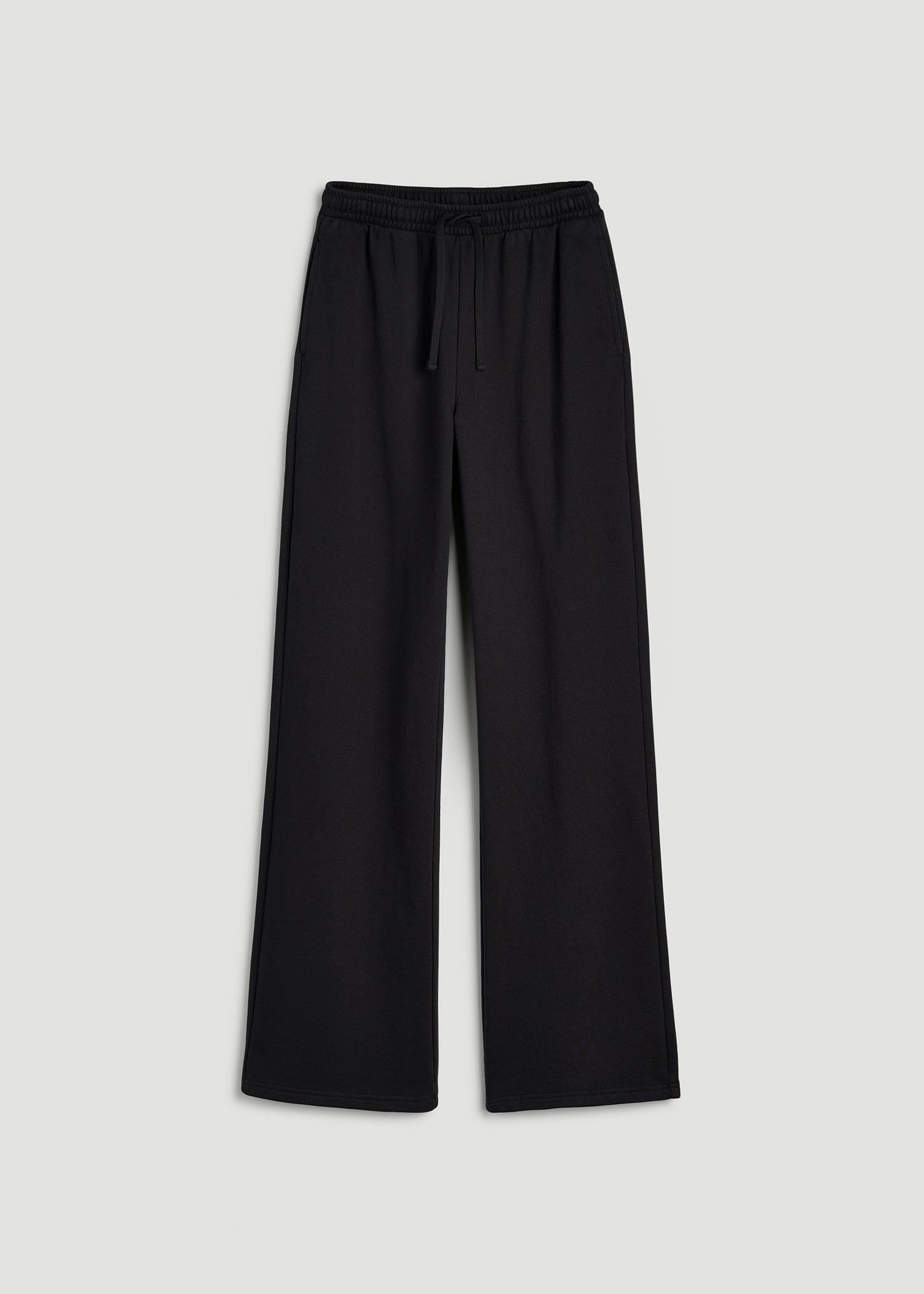 Everyday French Terry Mid Rise Wide Leg Pants for Tall Women in Black