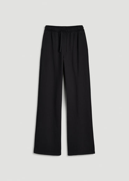 Everyday French Terry Mid Rise Wide Leg Pants for Tall Women in Black