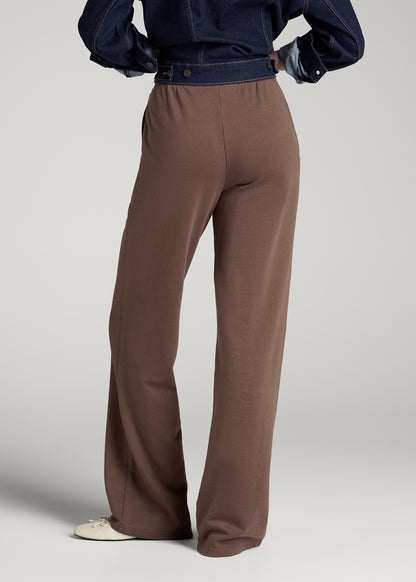 Everyday French Terry Mid Rise Wide Leg Pants for Tall Women in Coffee Quartz