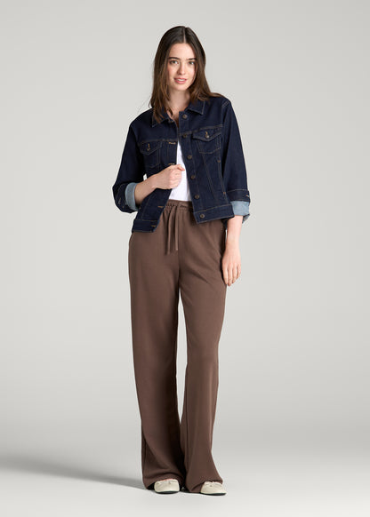 Everyday French Terry Mid Rise Wide Leg Pants for Tall Women in Coffee Quartz