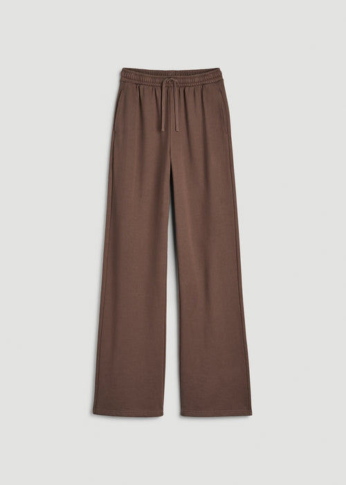 Everyday French Terry Mid Rise Wide Leg Pants for Tall Women in Coffee Quartz