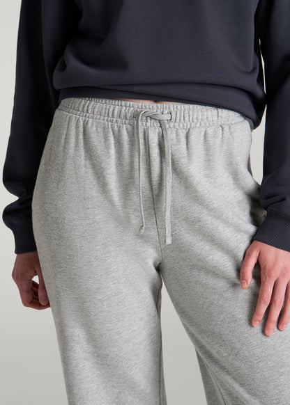 Everyday French Terry Mid Rise Wide Leg Pants for Tall Women in Grey Mix