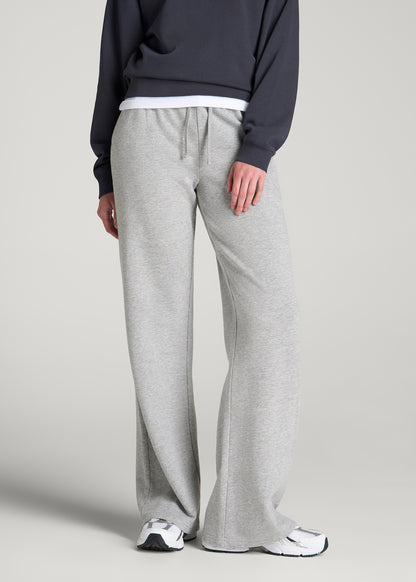 Everyday French Terry Mid Rise Wide Leg Pants for Tall Women in Grey Mix