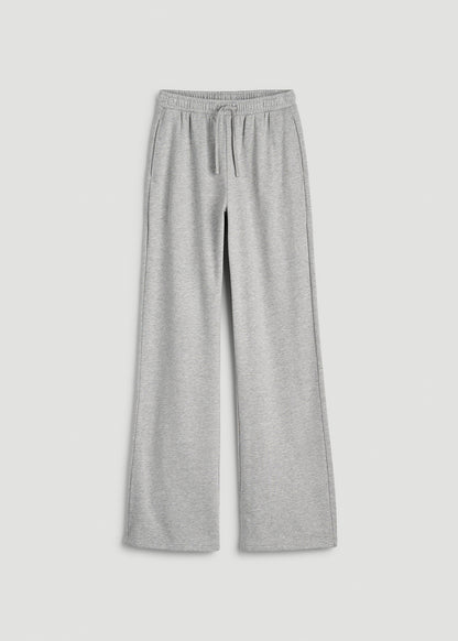Everyday French Terry Mid Rise Wide Leg Pants for Tall Women in Grey Mix