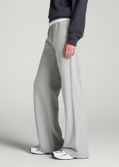 Everyday French Terry Mid Rise Wide Leg Pants for Tall Women in Grey Mix