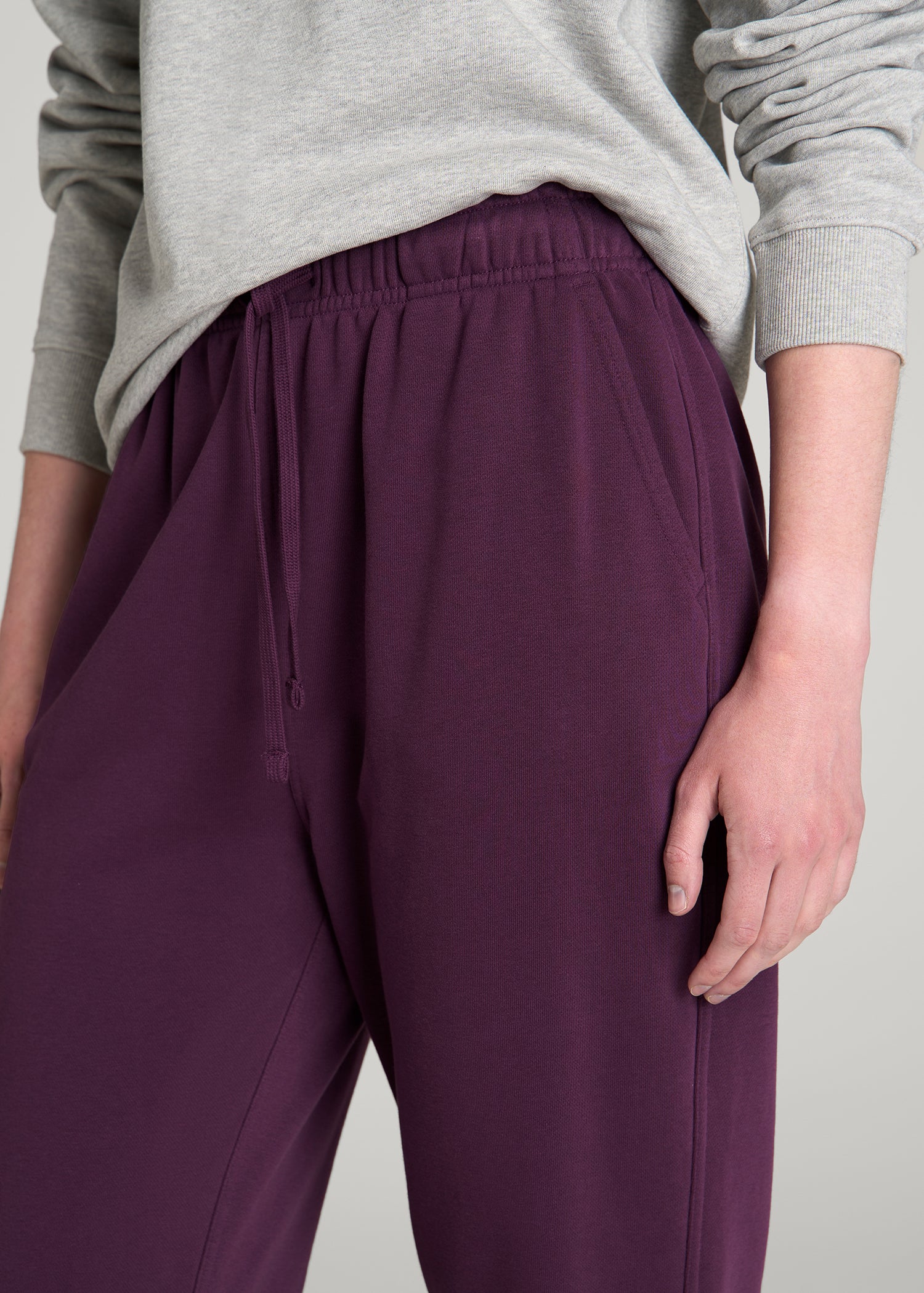 Everyday French Terry Regular Fit Sweatpants for Tall Women in Aubergine
