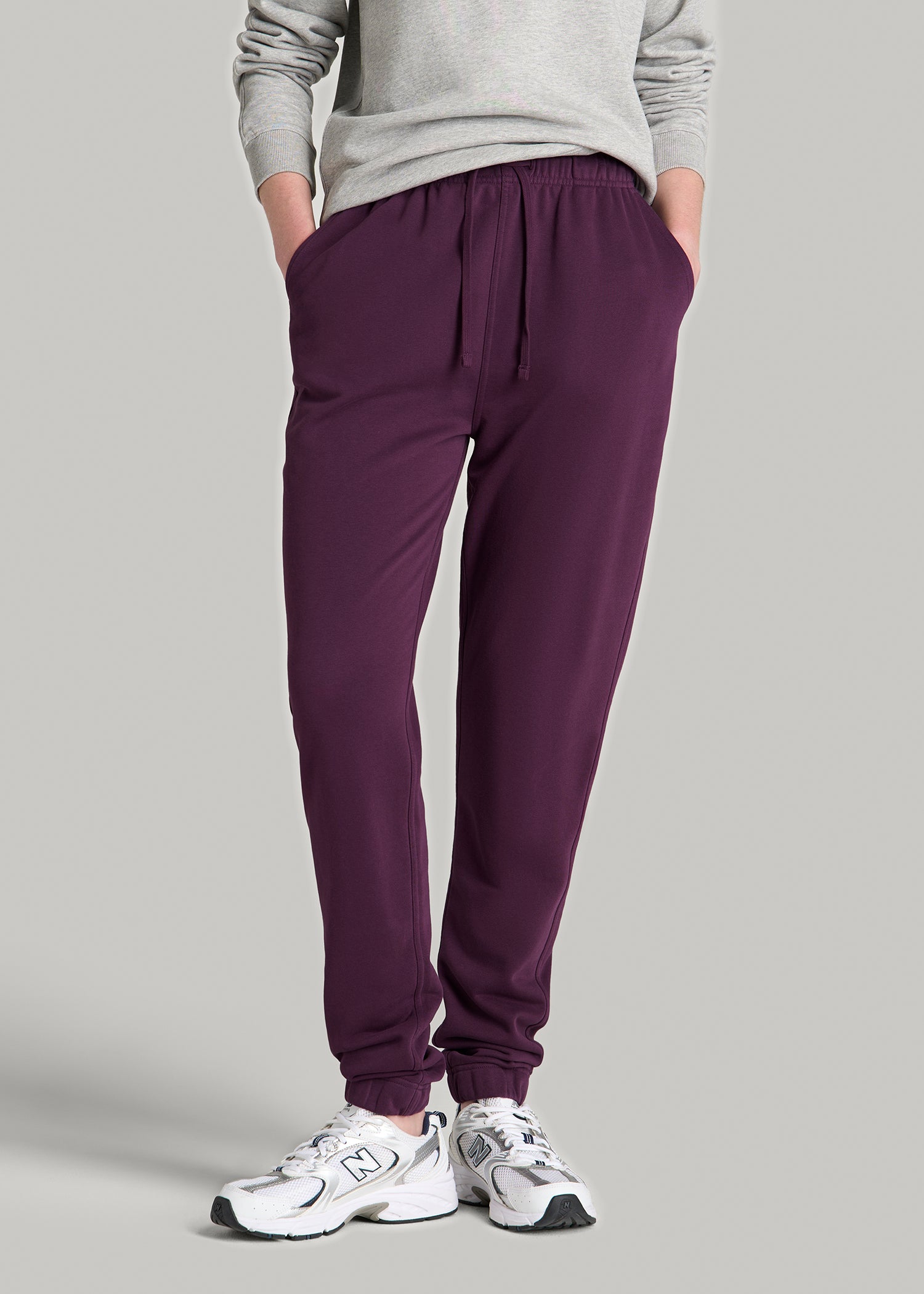 Everyday French Terry Regular Fit Sweatpants for Tall Women in Aubergine