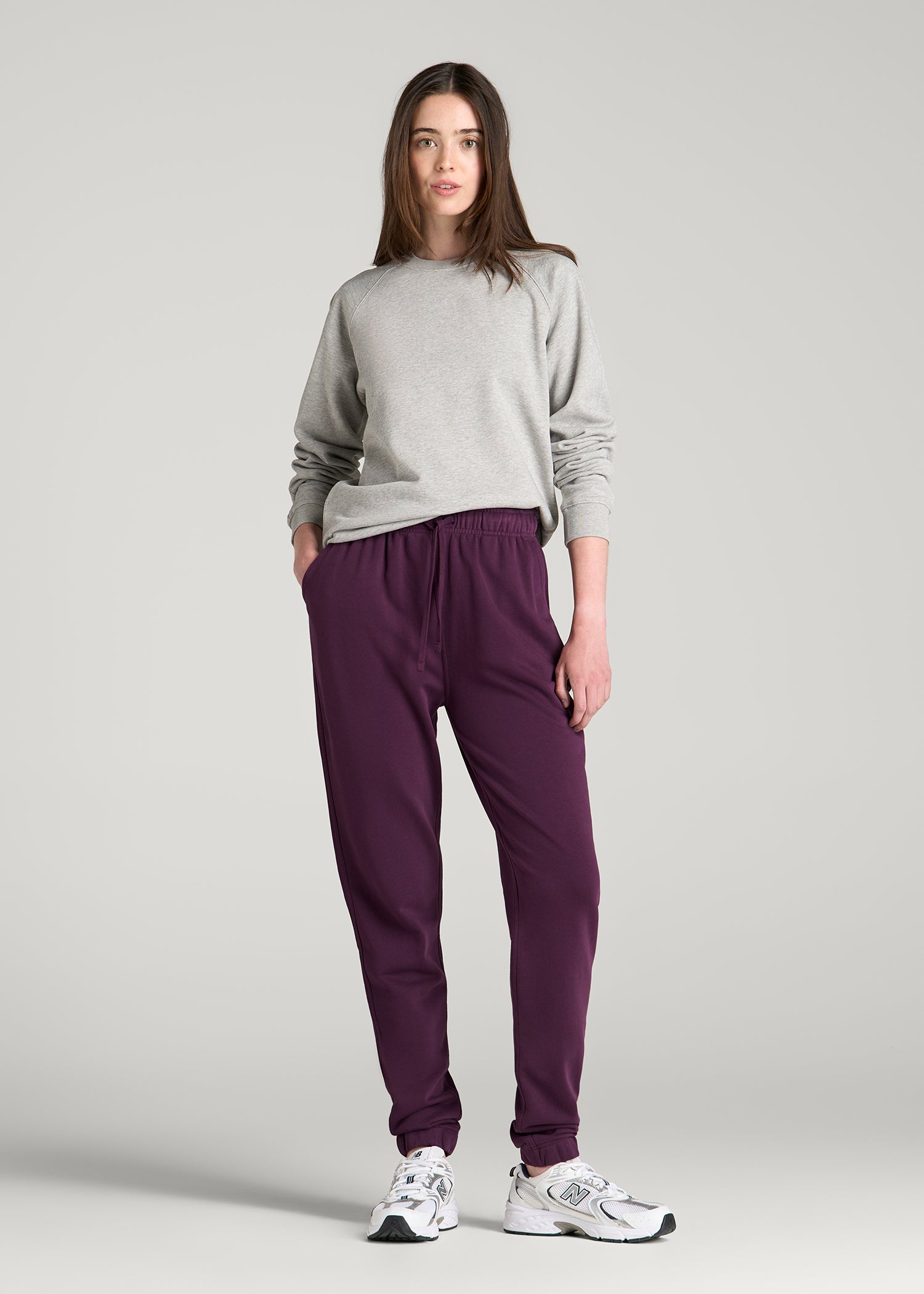 Everyday French Terry Regular Fit Sweatpants for Tall Women in Aubergine