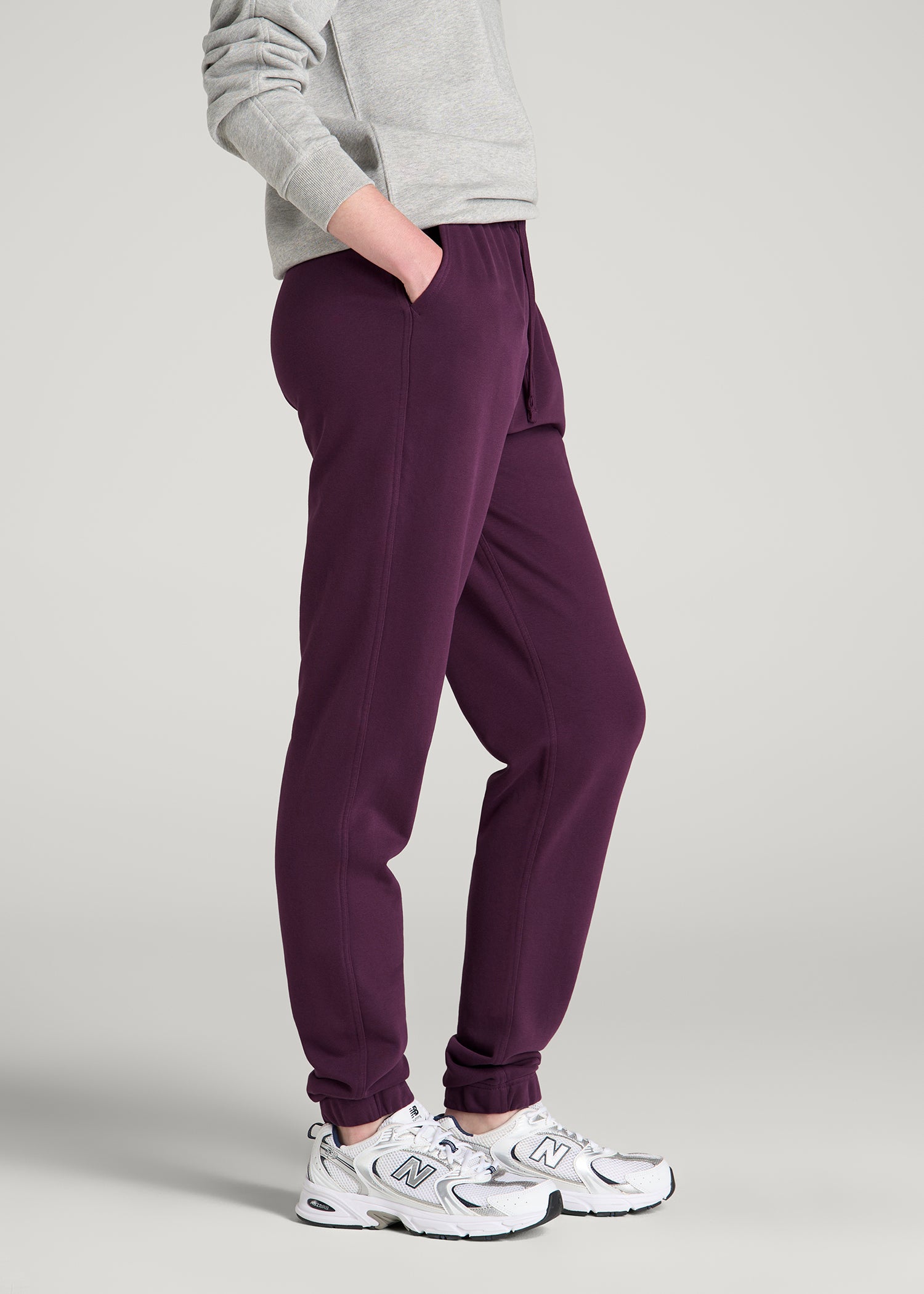 Everyday French Terry Regular Fit Sweatpants for Tall Women in Aubergine