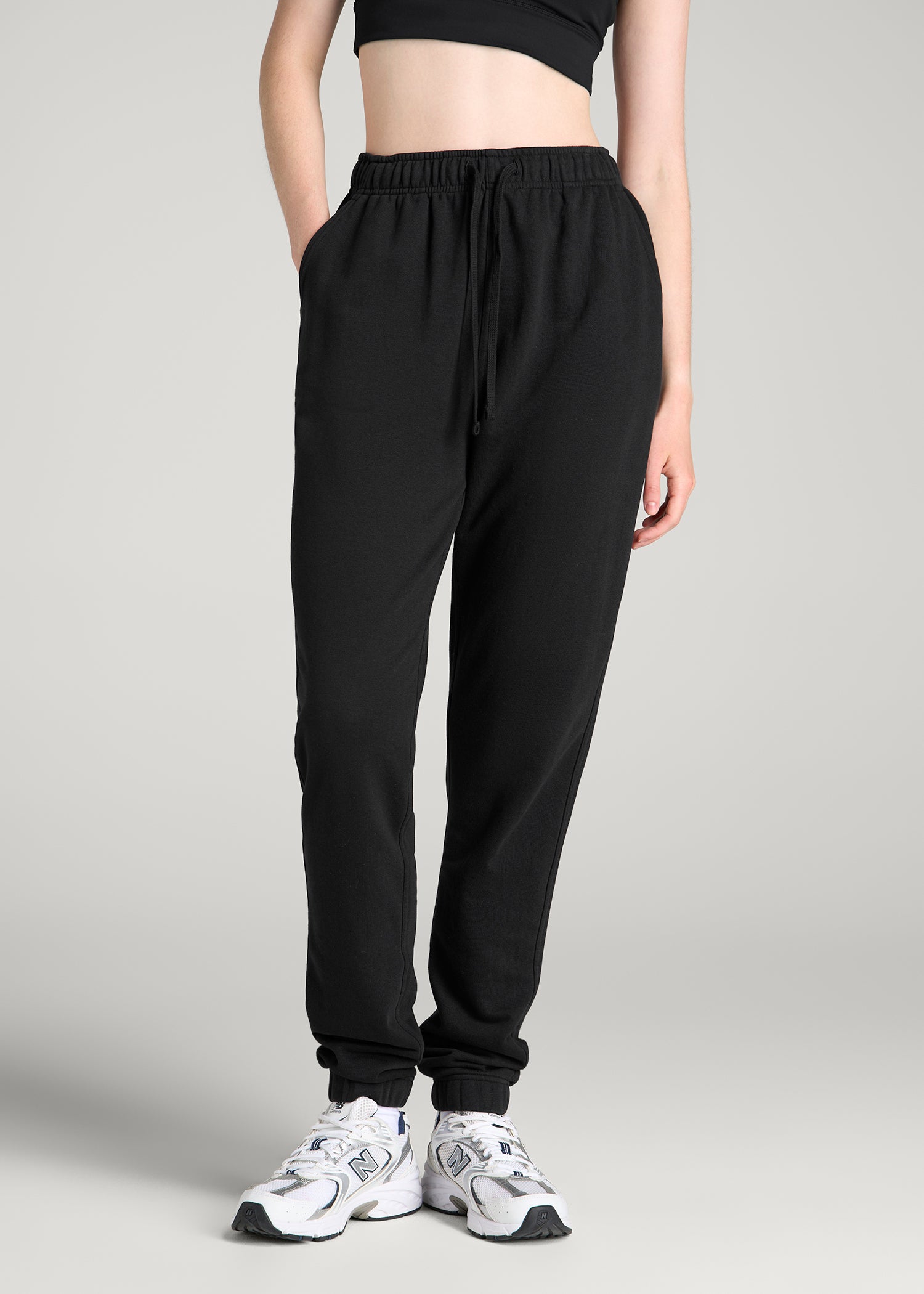 Everyday French Terry Regular Fit Sweatpants for Tall Women in Black