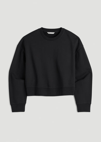 Everyday Terry Cropped Crew for Tall Women in Black