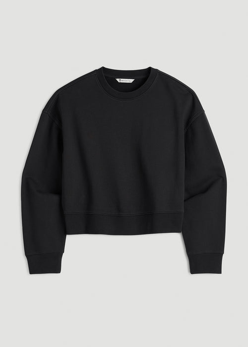 Everyday Terry Cropped Crew for Tall Women in Black