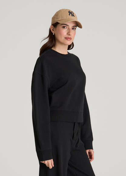 Everyday Terry Cropped Crew for Tall Women in Black