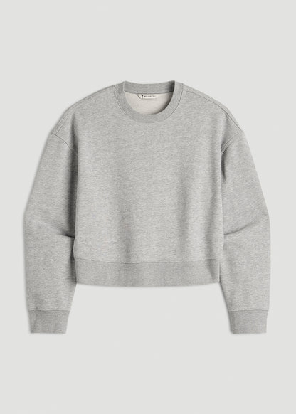 Everyday Terry Cropped Crew for Tall Women in Grey Mix
