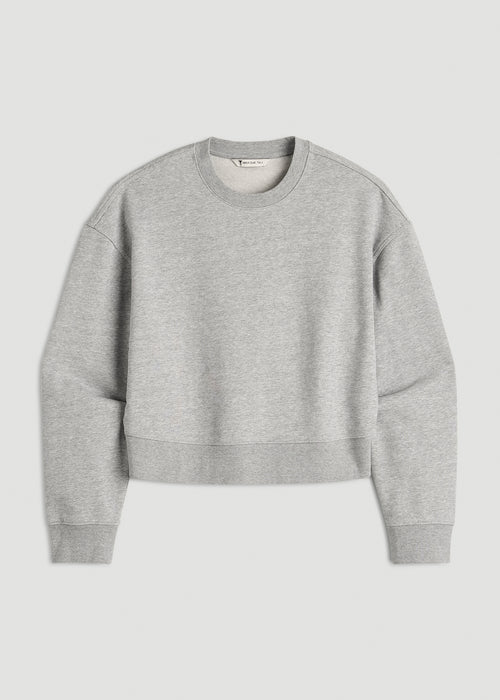 Everyday Terry Cropped Crew for Tall Women in Grey Mix