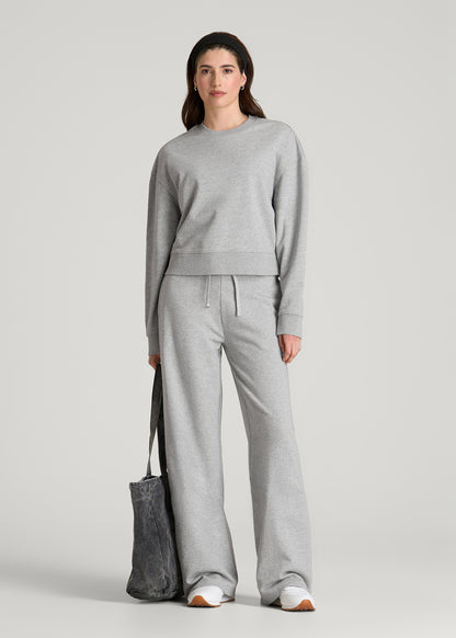 Everyday Terry Midrise Wide Leg Pants for Tall Women in Grey Mix