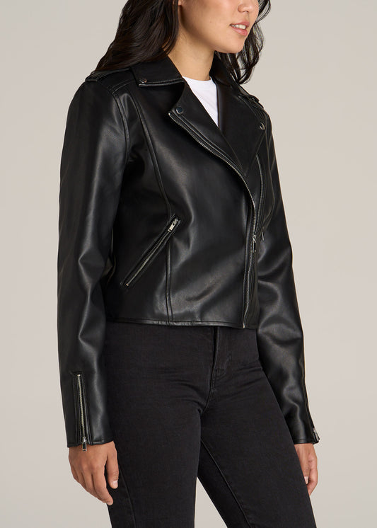 American-Tall-Women-Faux-Leather-Moto-Jacket-Black-side