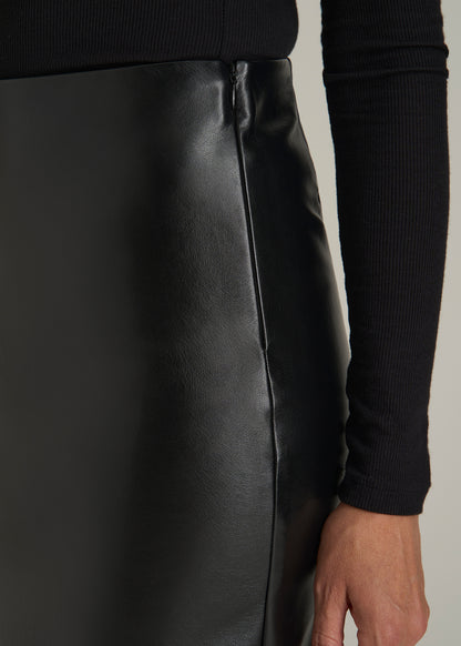 True Touch Leather Pencil Skirt for Tall Women in Black