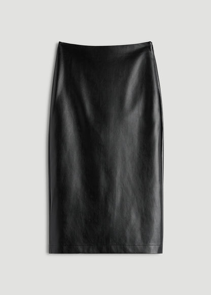True Touch Leather Pencil Skirt for Tall Women in Black