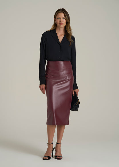 True Touch Leather Pencil Skirt for Tall Women in Port Royale