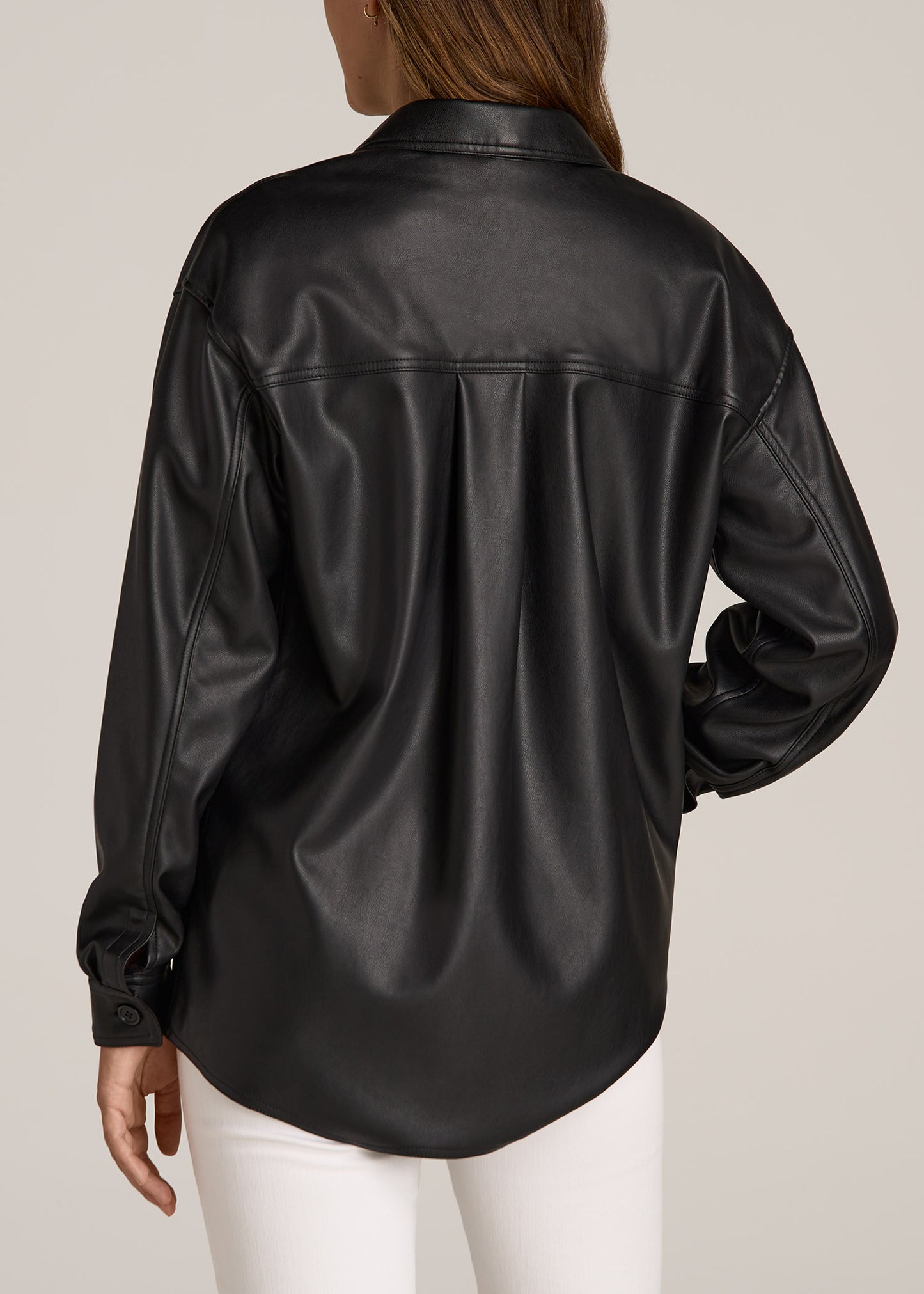 https://americantall.com/cdn/shop/files/American-Tall-Women-Faux-Leather-Shirt-Jacket-Chest-Pockets-Black-back_1445x.jpg?v=1694460878