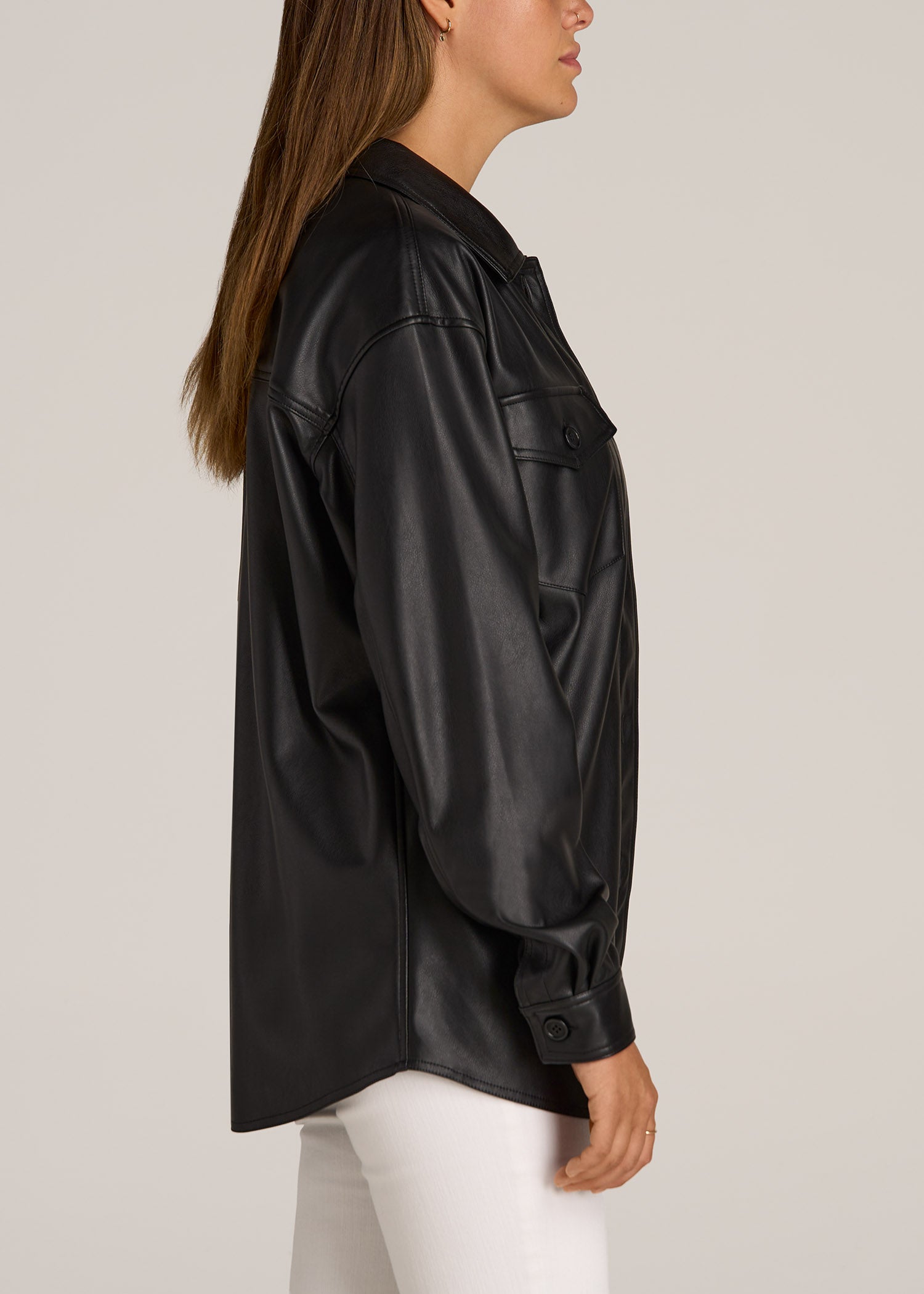 Faux Leather Shirt Jacket for Tall Women | American Tall