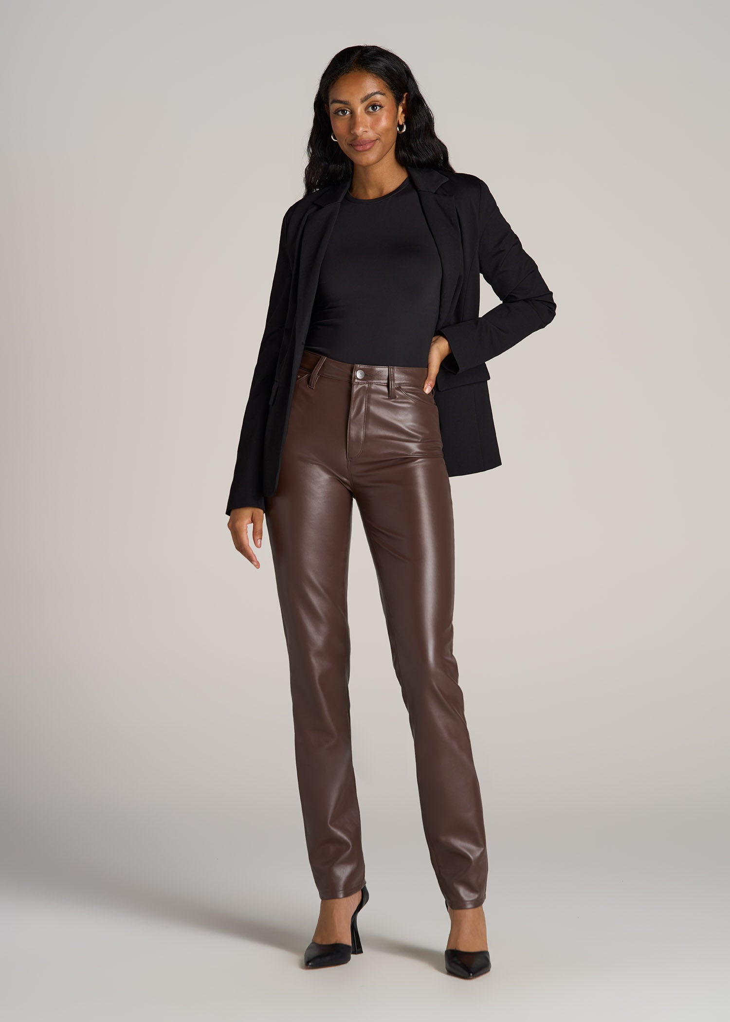 Faux Leather Slim Pants for Tall Women American Tall