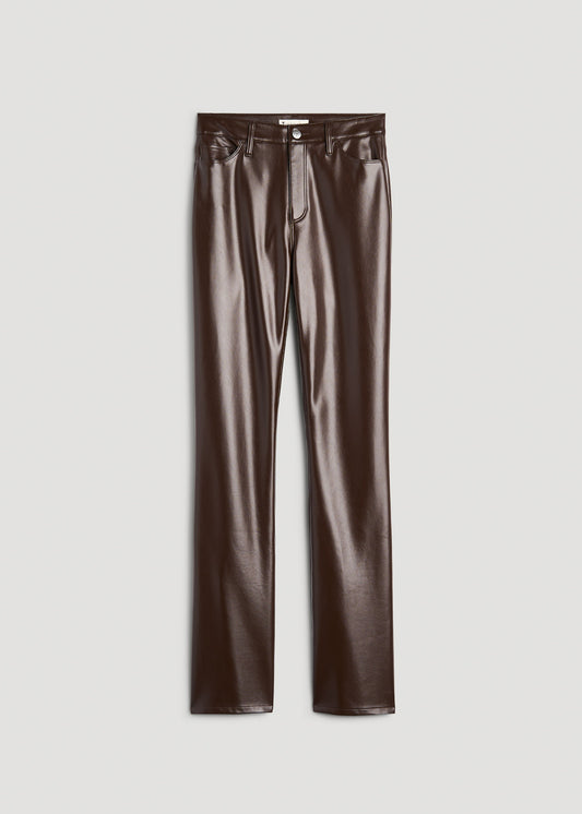 Faux Leather Straight Leg Pants for Tall Women in Espresso