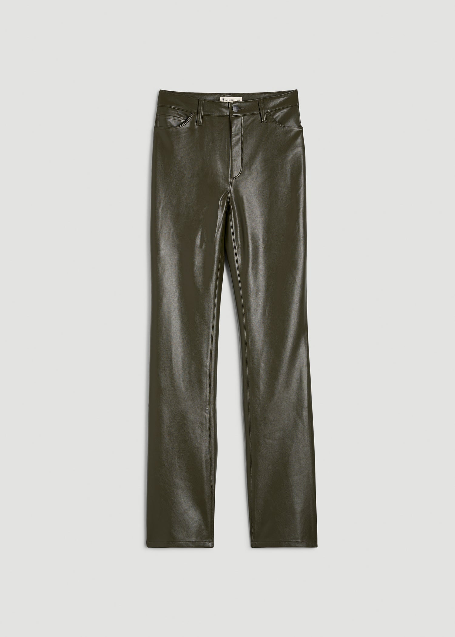 True Touch Leather Straight Leg Pants for Tall Women in Forest Night