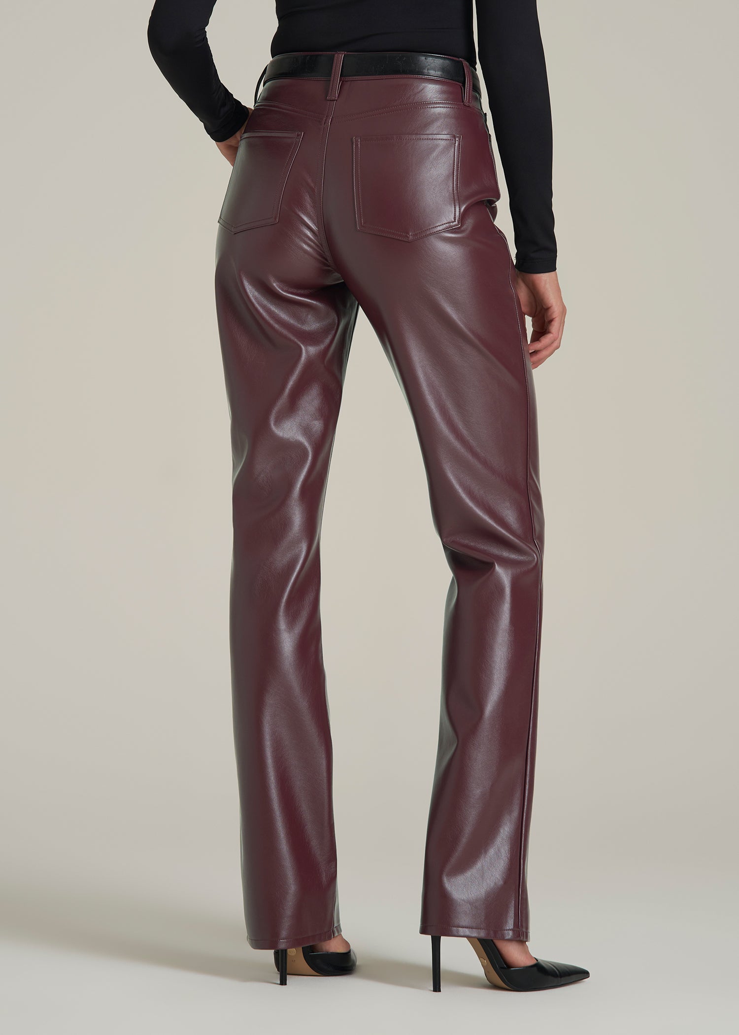 True Touch Leather Straight Leg Pants for Tall Women in Port Royale