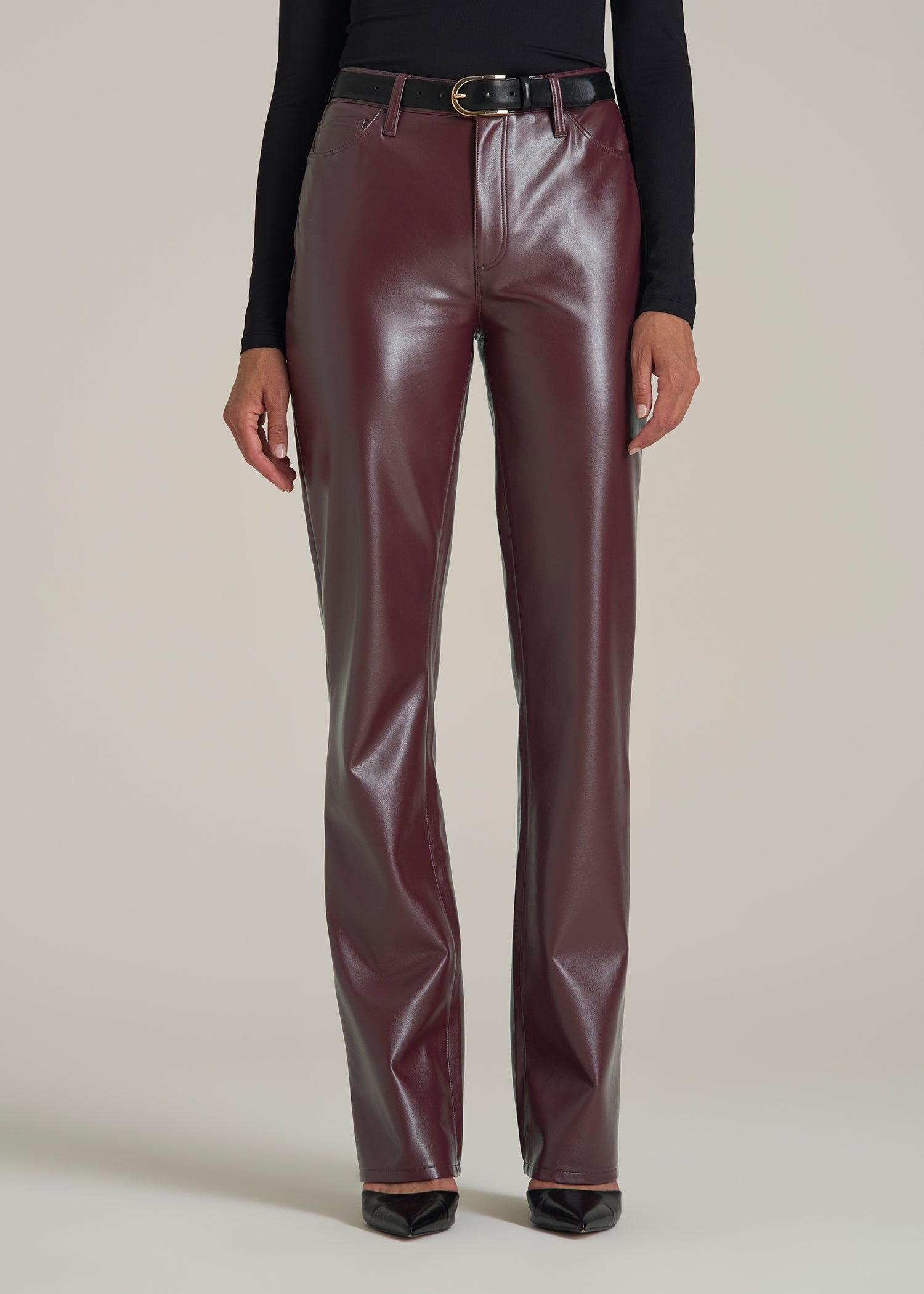 True Touch Leather Straight Leg Pants for Tall Women in Port Royale