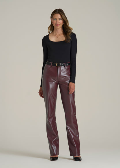 True Touch Leather Straight Leg Pants for Tall Women in Port Royale