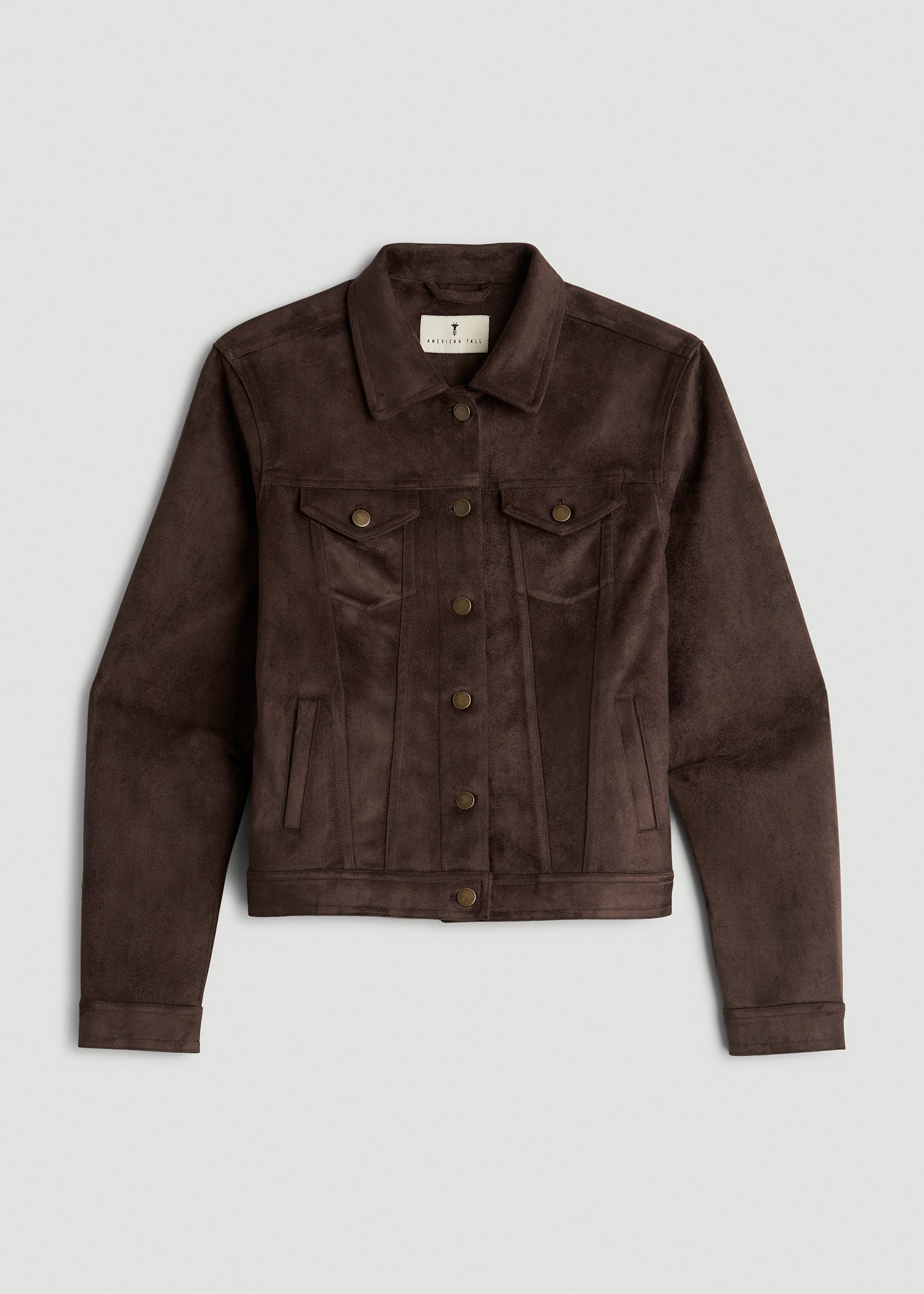 True Touch Suede Trucker Jacket for Tall Women in Espresso