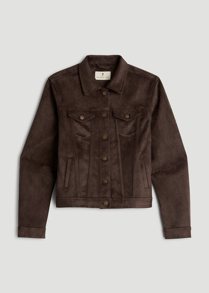 True Touch Suede Trucker Jacket for Tall Women in Espresso